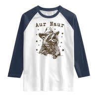 AUR Naur Cowboy Raccoon Raglan Shirt Funny Sarcastic Oh No Australian Accent
