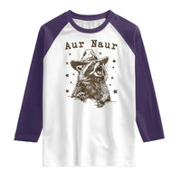 AUR Naur Cowboy Raccoon Raglan Shirt Funny Sarcastic Oh No Australian Accent