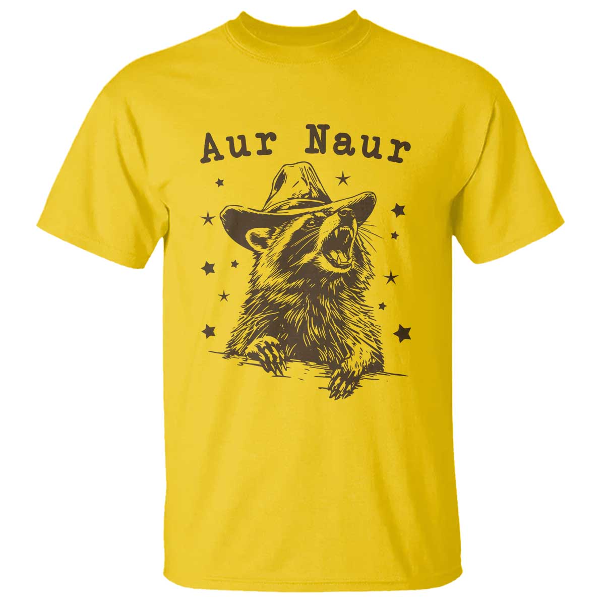 AUR Naur Cowboy Raccoon T Shirt Funny Sarcastic Oh No Australian Accent