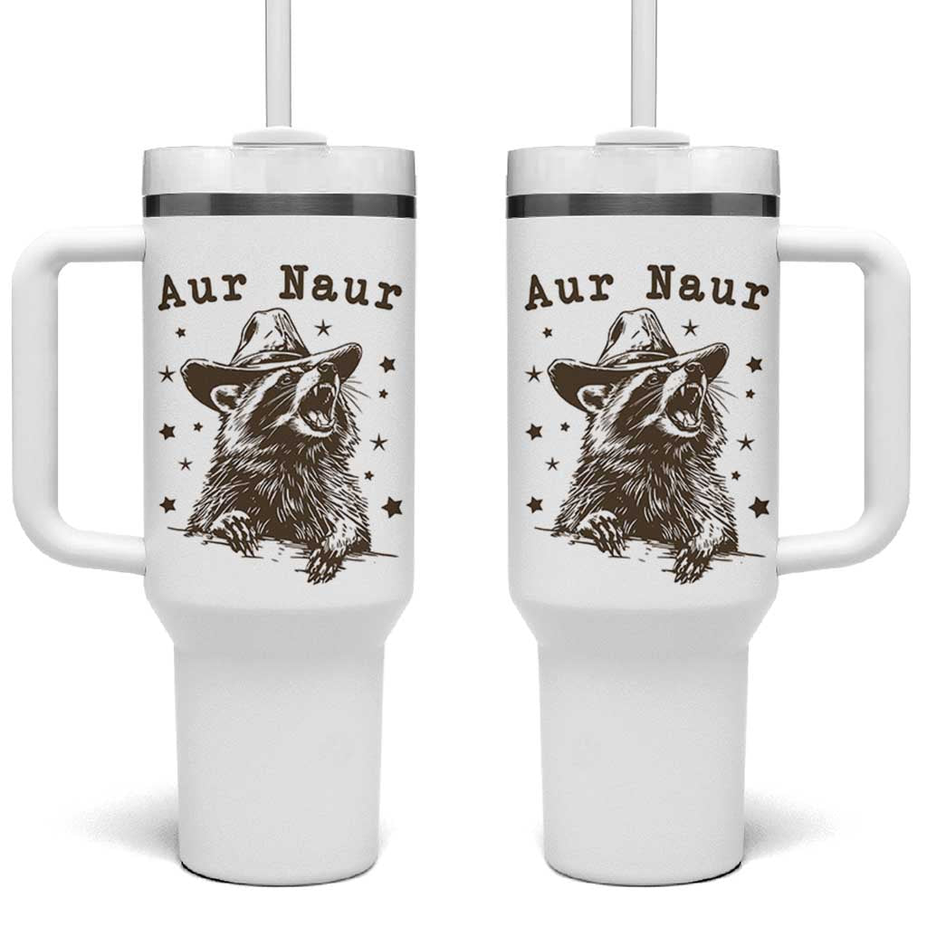AUR Naur Cowboy Raccoon Tumbler With Handle Funny Sarcastic Oh No Australian Accent