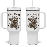 AUR Naur Cowboy Raccoon Tumbler With Handle Funny Sarcastic Oh No Australian Accent