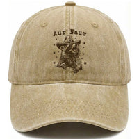 AUR Naur Cowboy Raccoon Washed Cotton Baseball Cap Funny Sarcastic Oh No Australian Accent