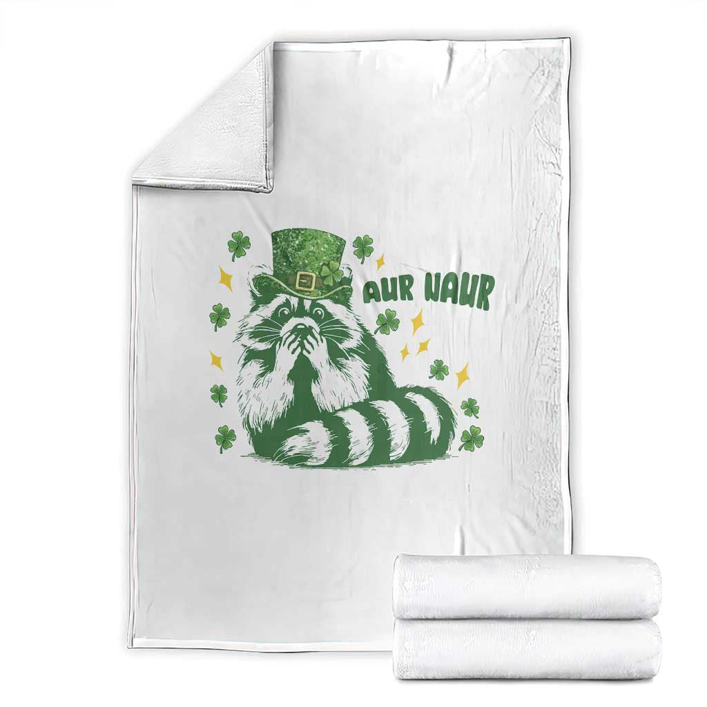 AUR Naur Raccoon St Patricks Day Meme Throw Blanket Funny Sarcastic Oh No Australian Accent