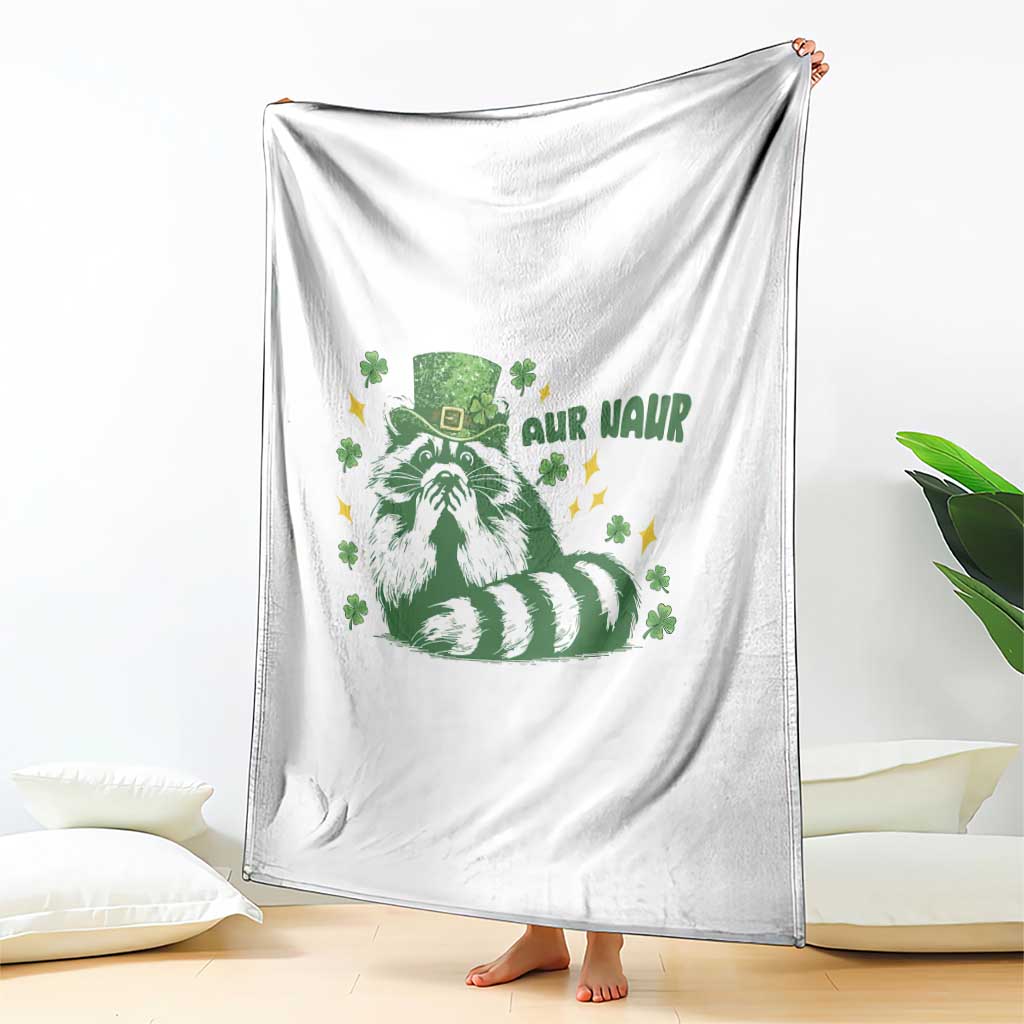 AUR Naur Raccoon St Patricks Day Meme Throw Blanket Funny Sarcastic Oh No Australian Accent