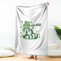 AUR Naur Raccoon St Patricks Day Meme Throw Blanket Funny Sarcastic Oh No Australian Accent