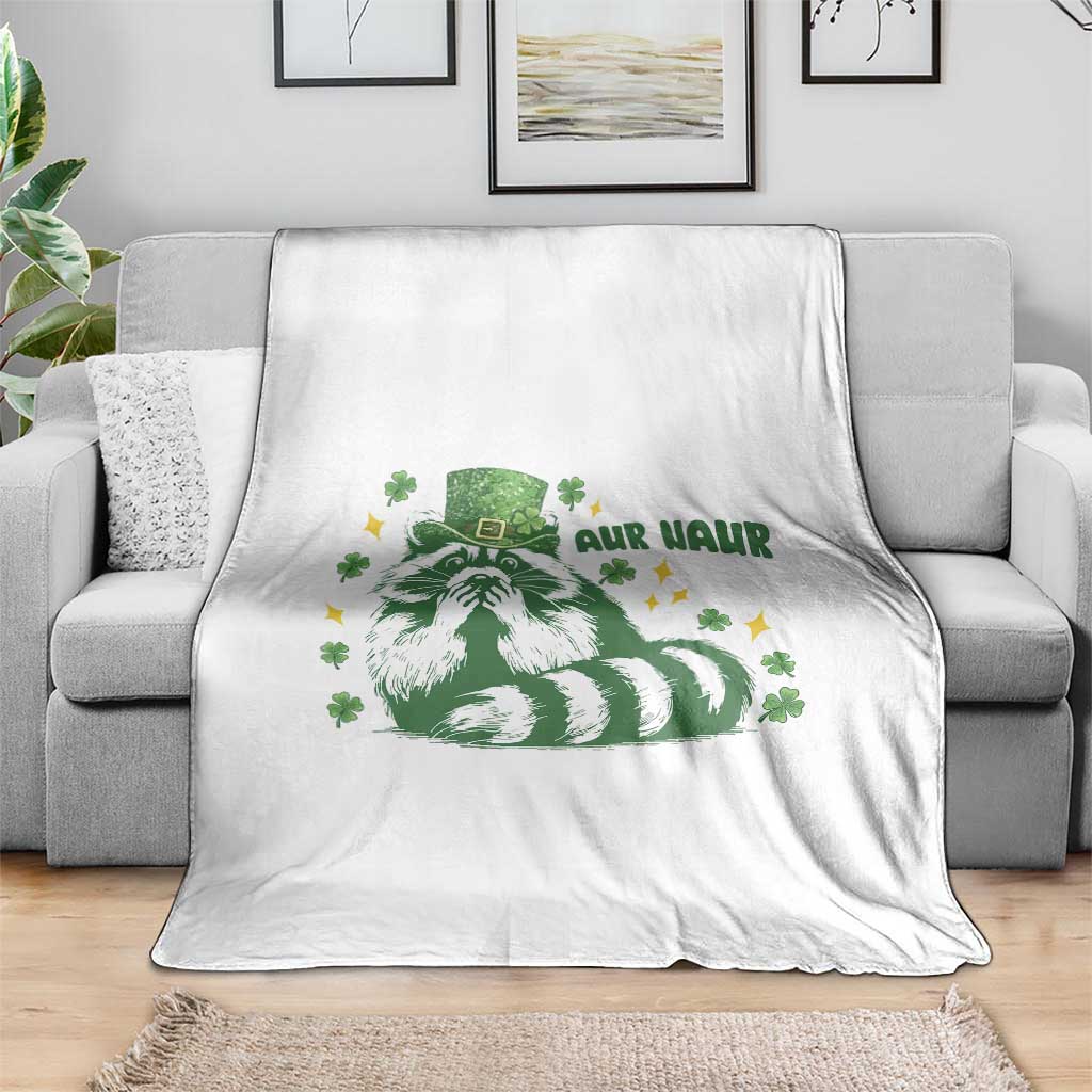 AUR Naur Raccoon St Patricks Day Meme Throw Blanket Funny Sarcastic Oh No Australian Accent