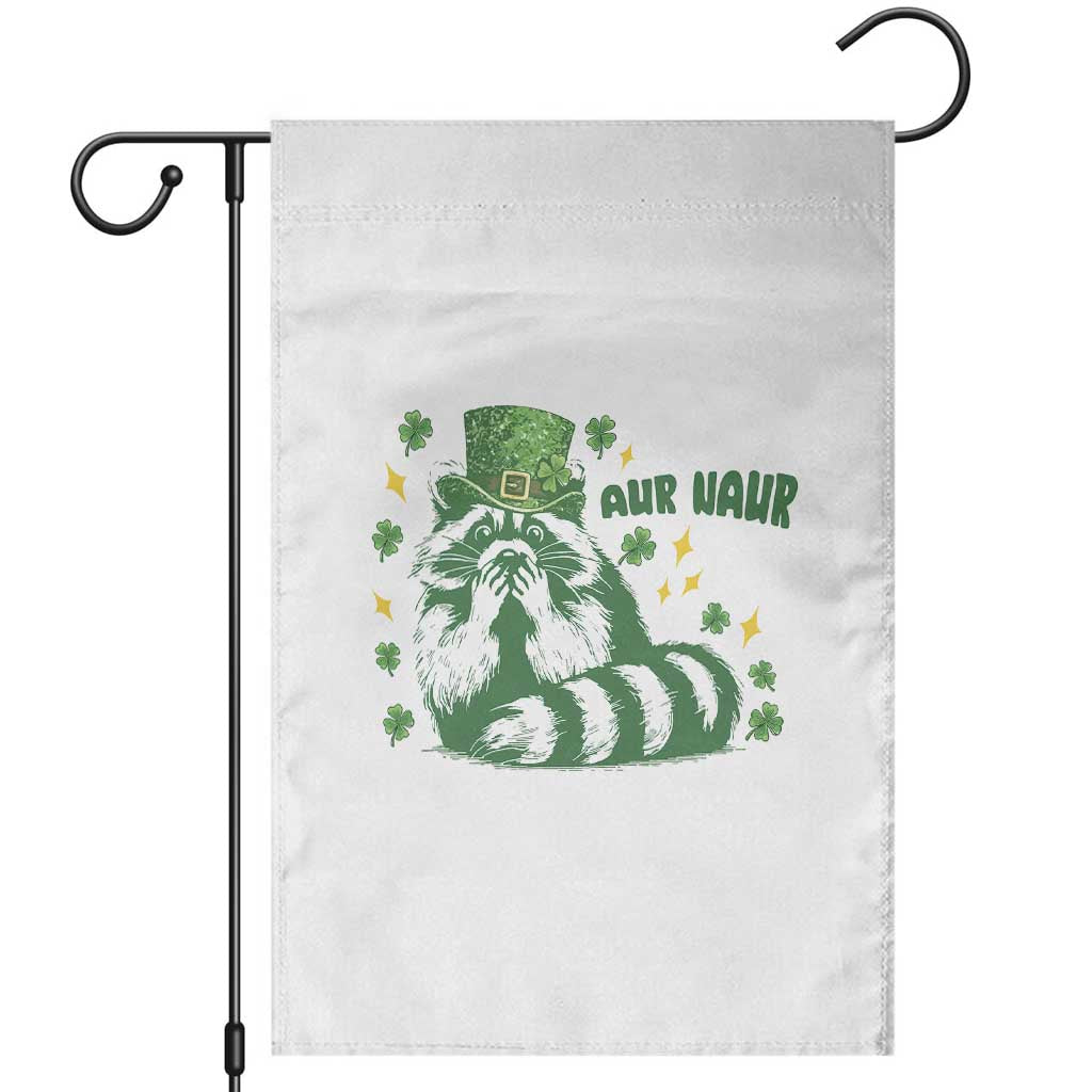 AUR Naur Raccoon St Patricks Day Meme Garden Flag Funny Sarcastic Oh No Australian Accent