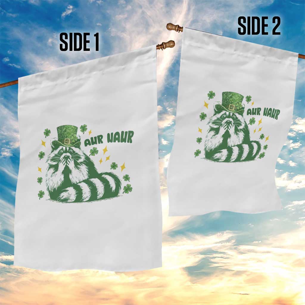 AUR Naur Raccoon St Patricks Day Meme Garden Flag Funny Sarcastic Oh No Australian Accent