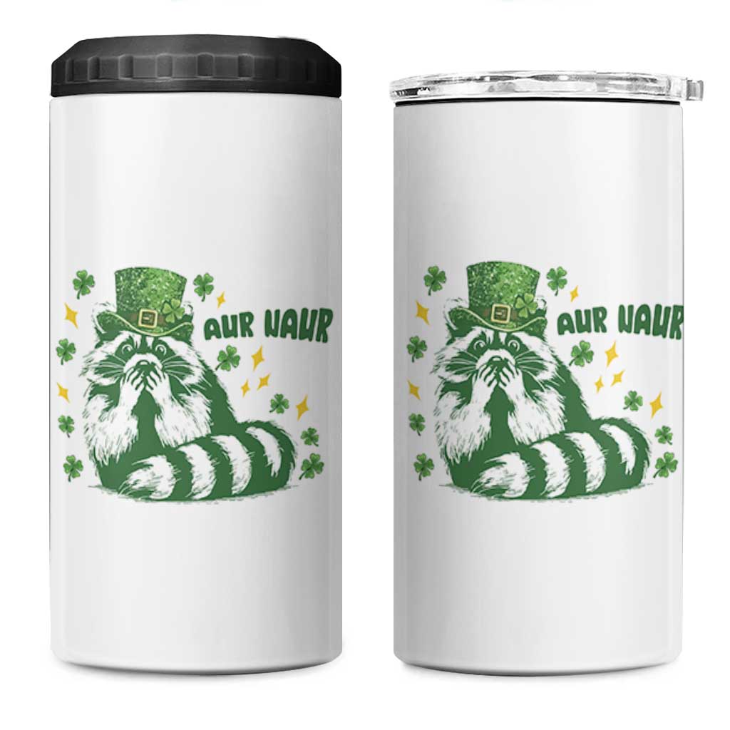 AUR Naur Raccoon St Patricks Day Meme 4 in 1 Can Cooler Tumbler Funny Sarcastic Oh No Australian Accent