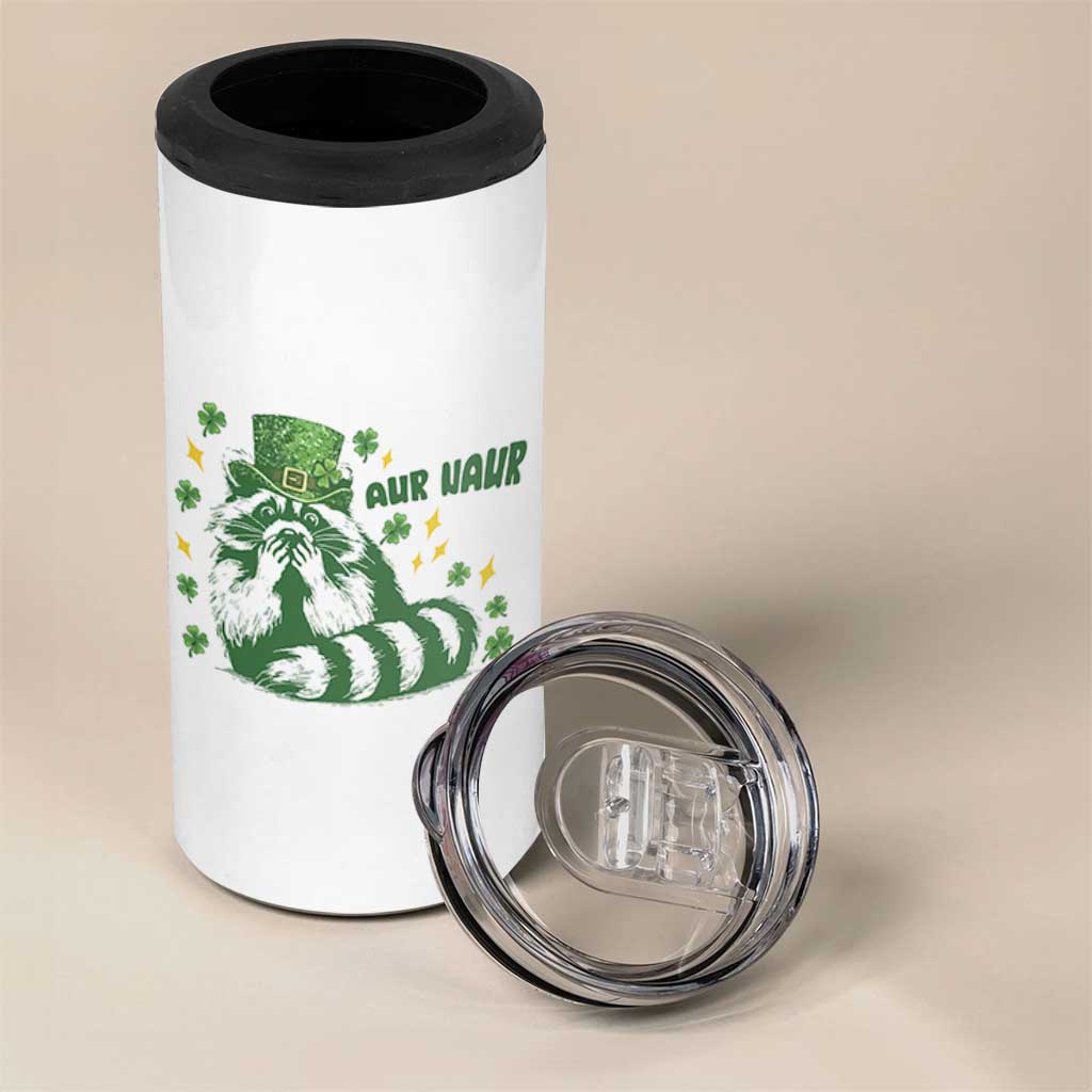 AUR Naur Raccoon St Patricks Day Meme 4 in 1 Can Cooler Tumbler Funny Sarcastic Oh No Australian Accent