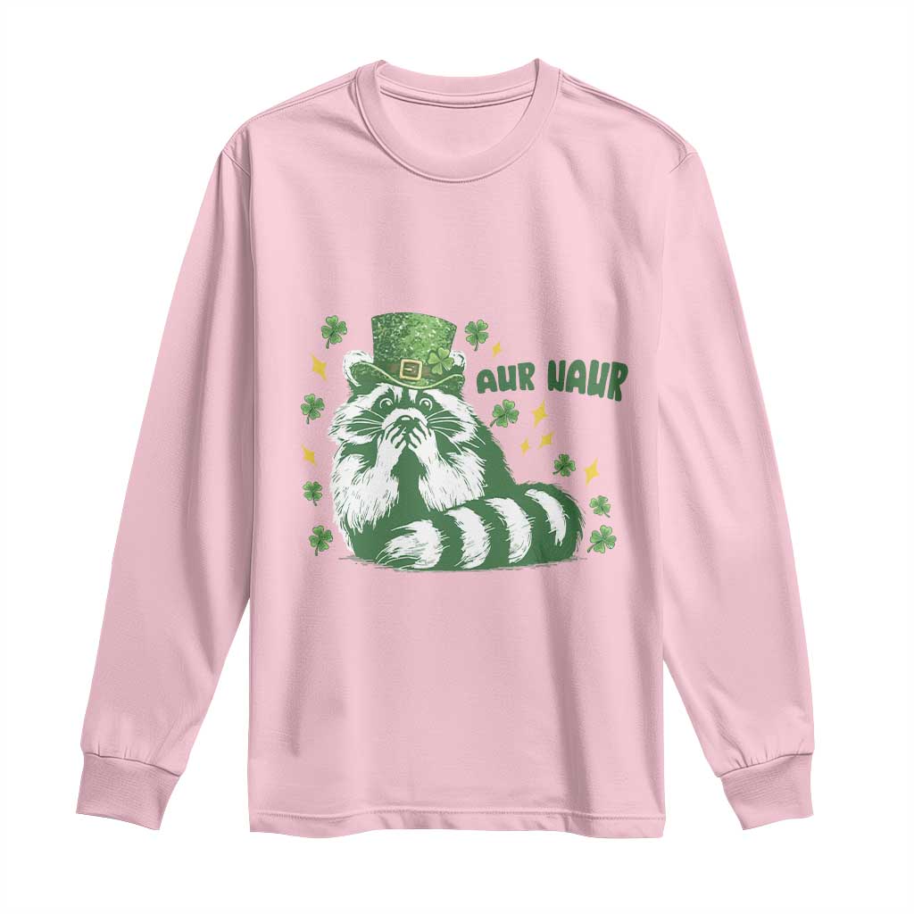 AUR Naur Raccoon St Patricks Day Meme Long Sleeve Shirt Funny Sarcastic Oh No Australian Accent