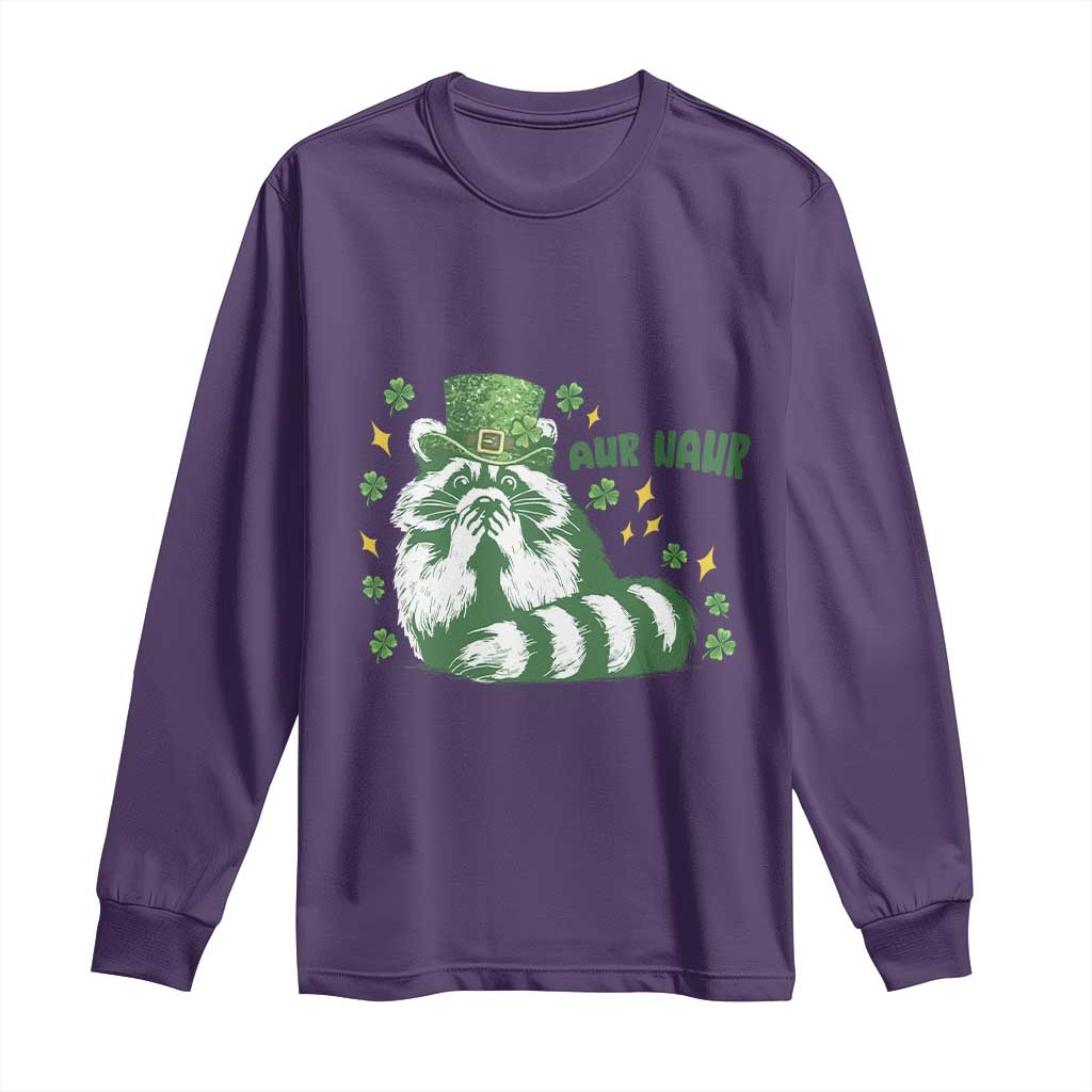 AUR Naur Raccoon St Patricks Day Meme Long Sleeve Shirt Funny Sarcastic Oh No Australian Accent