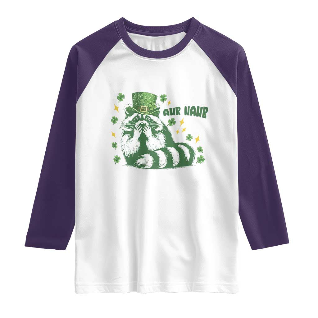 AUR Naur Raccoon St Patricks Day Meme Raglan Shirt Funny Sarcastic Oh No Australian Accent