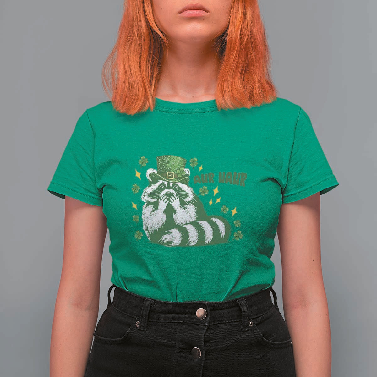 AUR Naur Raccoon St Patricks Day Meme T Shirt For Women Funny Sarcastic Oh No Australian Accent