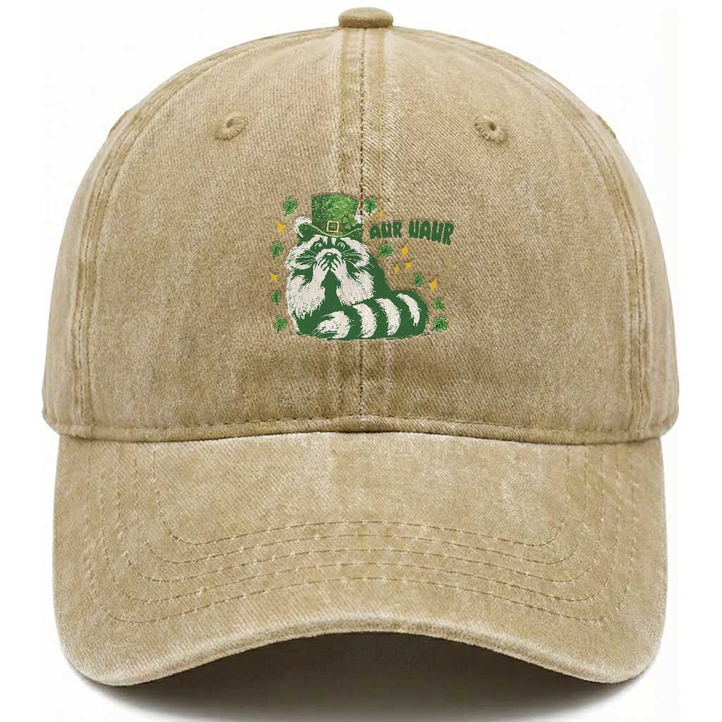 AUR Naur Raccoon St Patricks Day Meme Washed Cotton Baseball Cap Funny Sarcastic Oh No Australian Accent