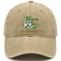 AUR Naur Raccoon St Patricks Day Meme Washed Cotton Baseball Cap Funny Sarcastic Oh No Australian Accent