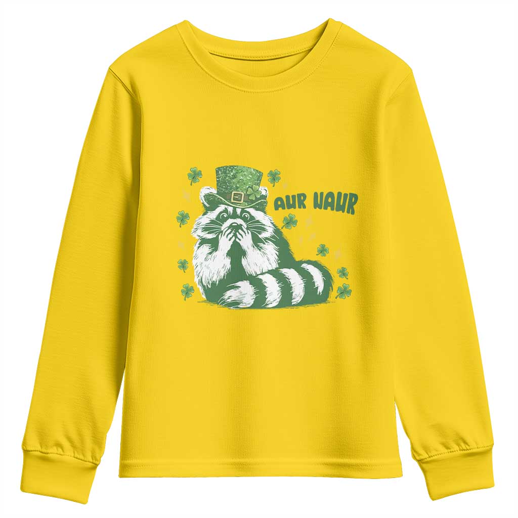AUR Naur Raccoon St Patricks Day Meme Youth Sweatshirt Funny Sarcastic Oh No Australian Accent