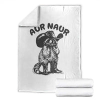 AUR Naur Cowboy Raccoon Meme Throw Blanket Funny Sarcastic Oh No Australian Accent