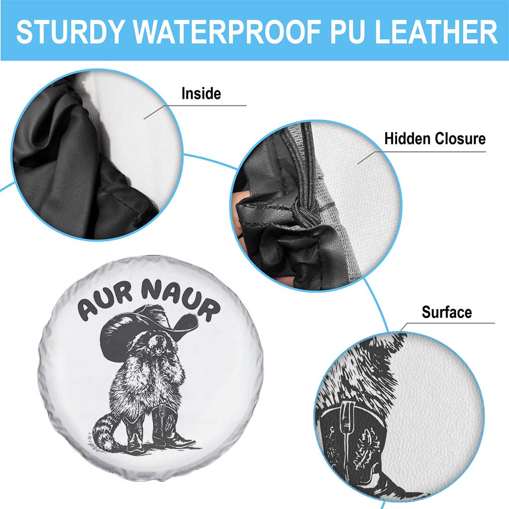 AUR Naur Cowboy Raccoon Meme Spare Tire Cover Funny Sarcastic Oh No Australian Accent