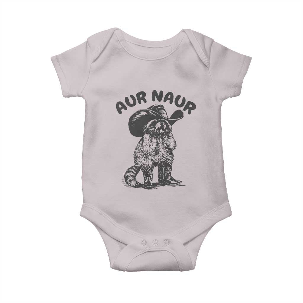 AUR Naur Cowboy Raccoon Meme Baby Onesie Funny Sarcastic Oh No Australian Accent
