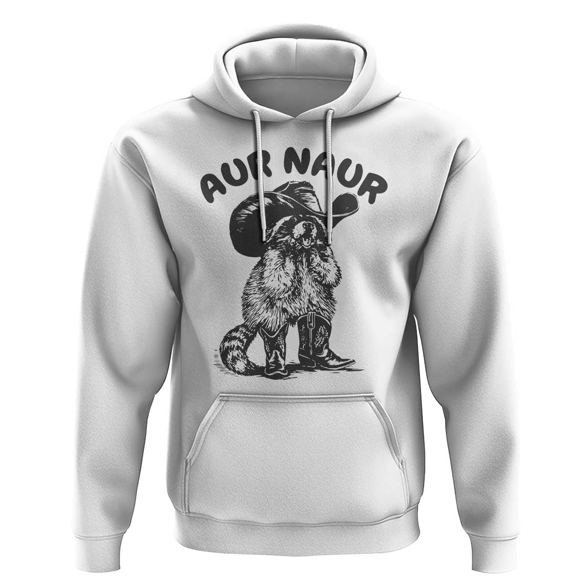 AUR Naur Cowboy Raccoon Meme Hoodie Funny Sarcastic Oh No Australian Accent