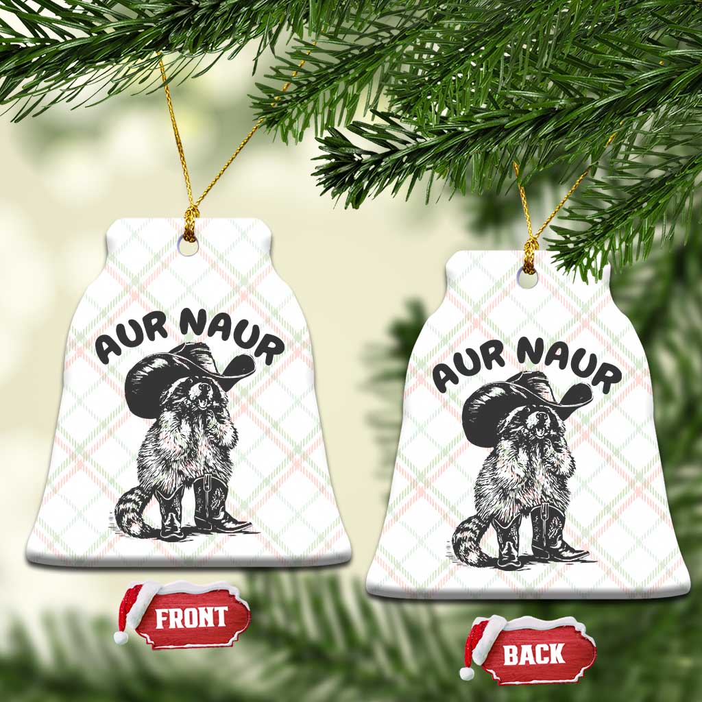 AUR Naur Cowboy Raccoon Meme Ceramic Ornament Funny Sarcastic Oh No Australian Accent
