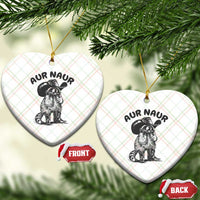 AUR Naur Cowboy Raccoon Meme Ceramic Ornament Funny Sarcastic Oh No Australian Accent