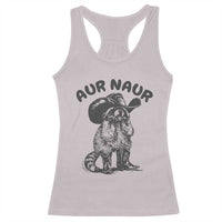 AUR Naur Cowboy Raccoon Meme Racerback Tank Top Funny Sarcastic Oh No Australian Accent