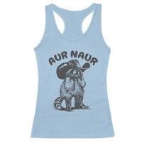 AUR Naur Cowboy Raccoon Meme Racerback Tank Top Funny Sarcastic Oh No Australian Accent