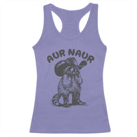 AUR Naur Cowboy Raccoon Meme Racerback Tank Top Funny Sarcastic Oh No Australian Accent