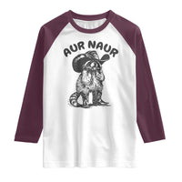 AUR Naur Cowboy Raccoon Meme Raglan Shirt Funny Sarcastic Oh No Australian Accent