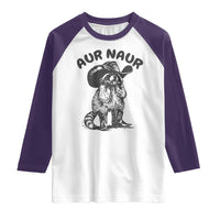 AUR Naur Cowboy Raccoon Meme Raglan Shirt Funny Sarcastic Oh No Australian Accent