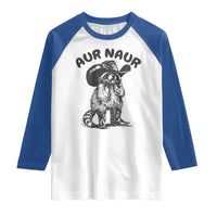AUR Naur Cowboy Raccoon Meme Raglan Shirt Funny Sarcastic Oh No Australian Accent