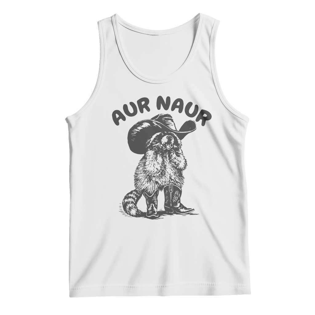 AUR Naur Cowboy Raccoon Meme Tank Top Funny Sarcastic Oh No Australian Accent
