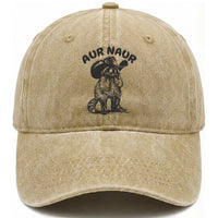 AUR Naur Cowboy Raccoon Meme Washed Cotton Baseball Cap Funny Sarcastic Oh No Australian Accent