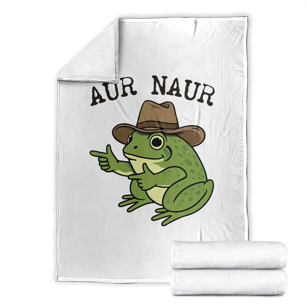 AUR Naur Cowboy Frog Meme Throw Blanket Funny Sarcastic Oh No Australian Accent