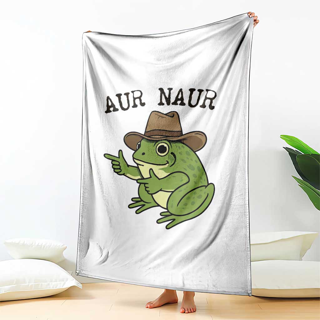 AUR Naur Cowboy Frog Meme Throw Blanket Funny Sarcastic Oh No Australian Accent