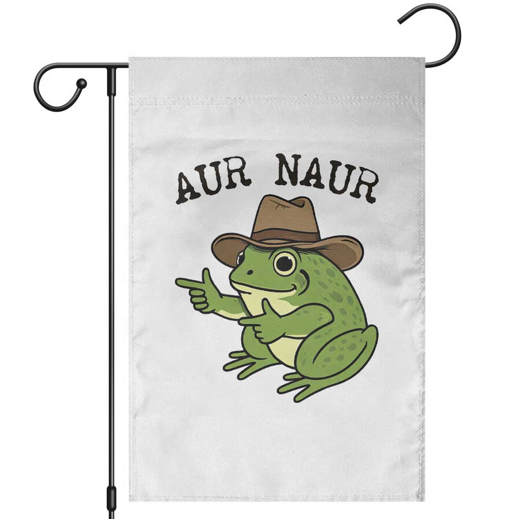 AUR Naur Cowboy Frog Meme Garden Flag Funny Sarcastic Oh No Australian Accent