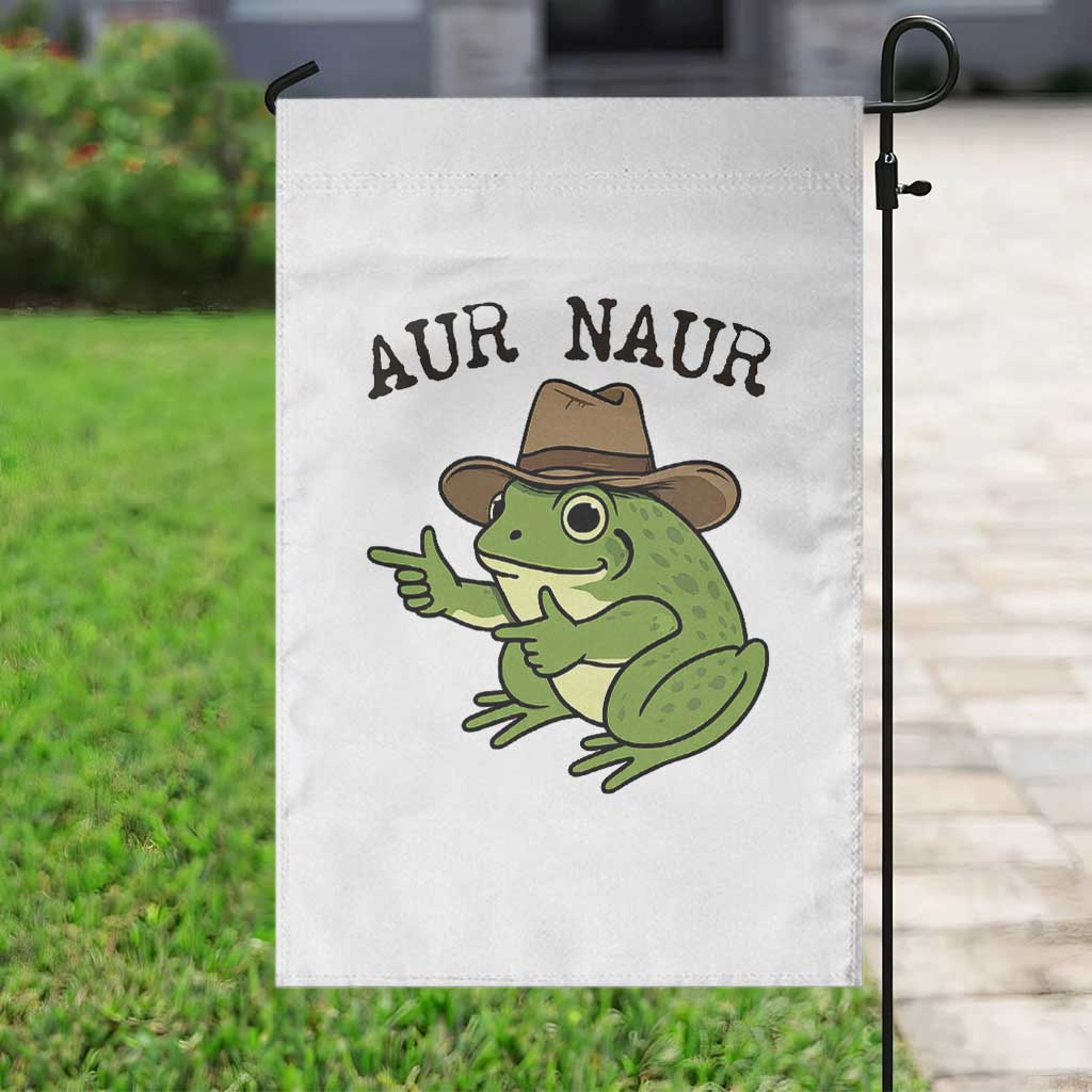 AUR Naur Cowboy Frog Meme Garden Flag Funny Sarcastic Oh No Australian Accent