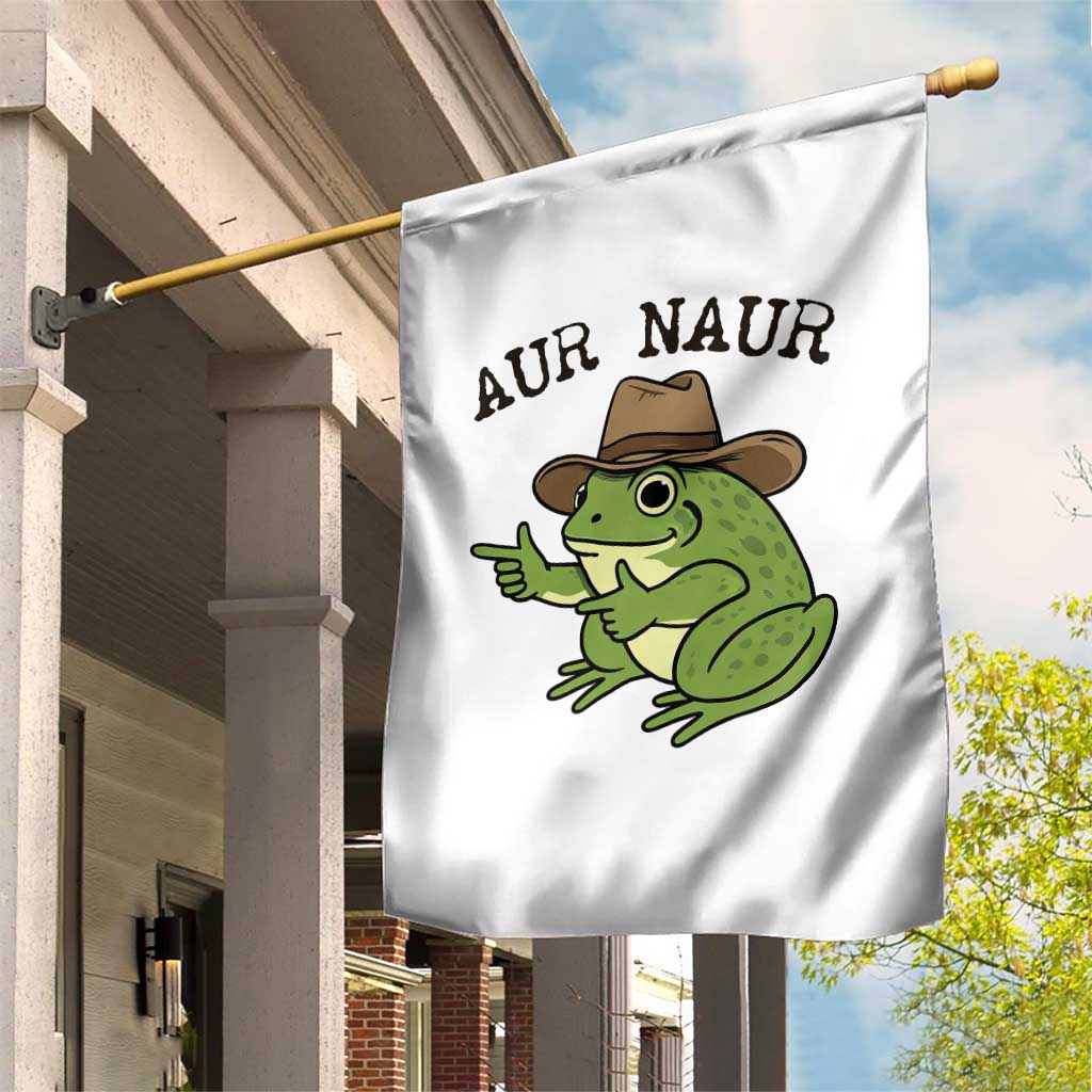 AUR Naur Cowboy Frog Meme Garden Flag Funny Sarcastic Oh No Australian Accent