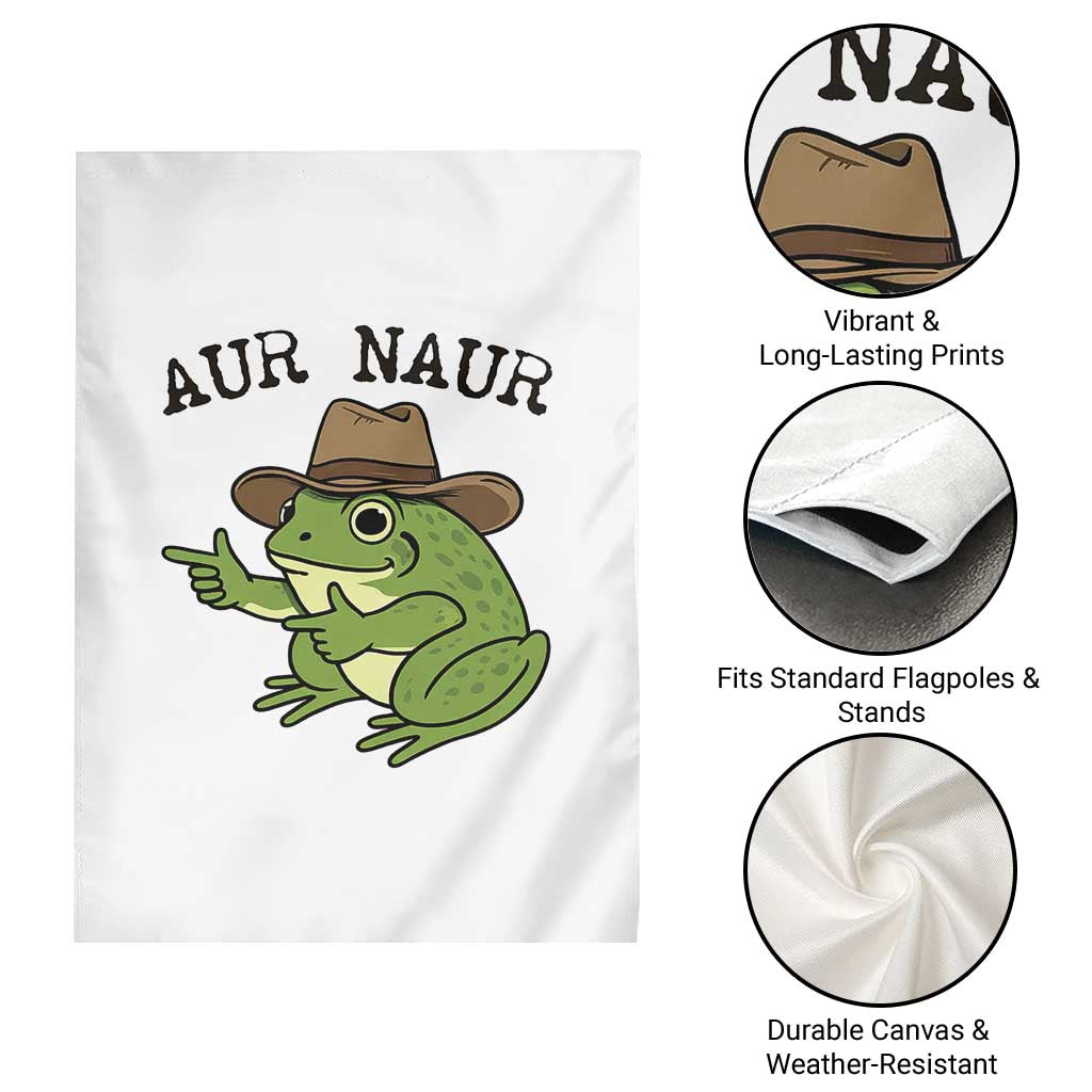 AUR Naur Cowboy Frog Meme Garden Flag Funny Sarcastic Oh No Australian Accent