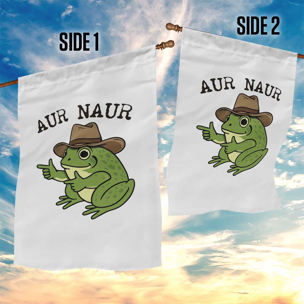 AUR Naur Cowboy Frog Meme Garden Flag Funny Sarcastic Oh No Australian Accent