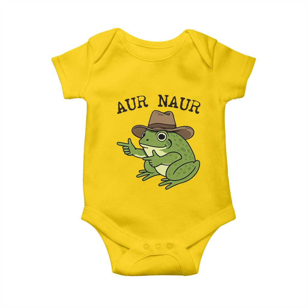 AUR Naur Cowboy Frog Meme Baby Onesie Funny Sarcastic Oh No Australian Accent