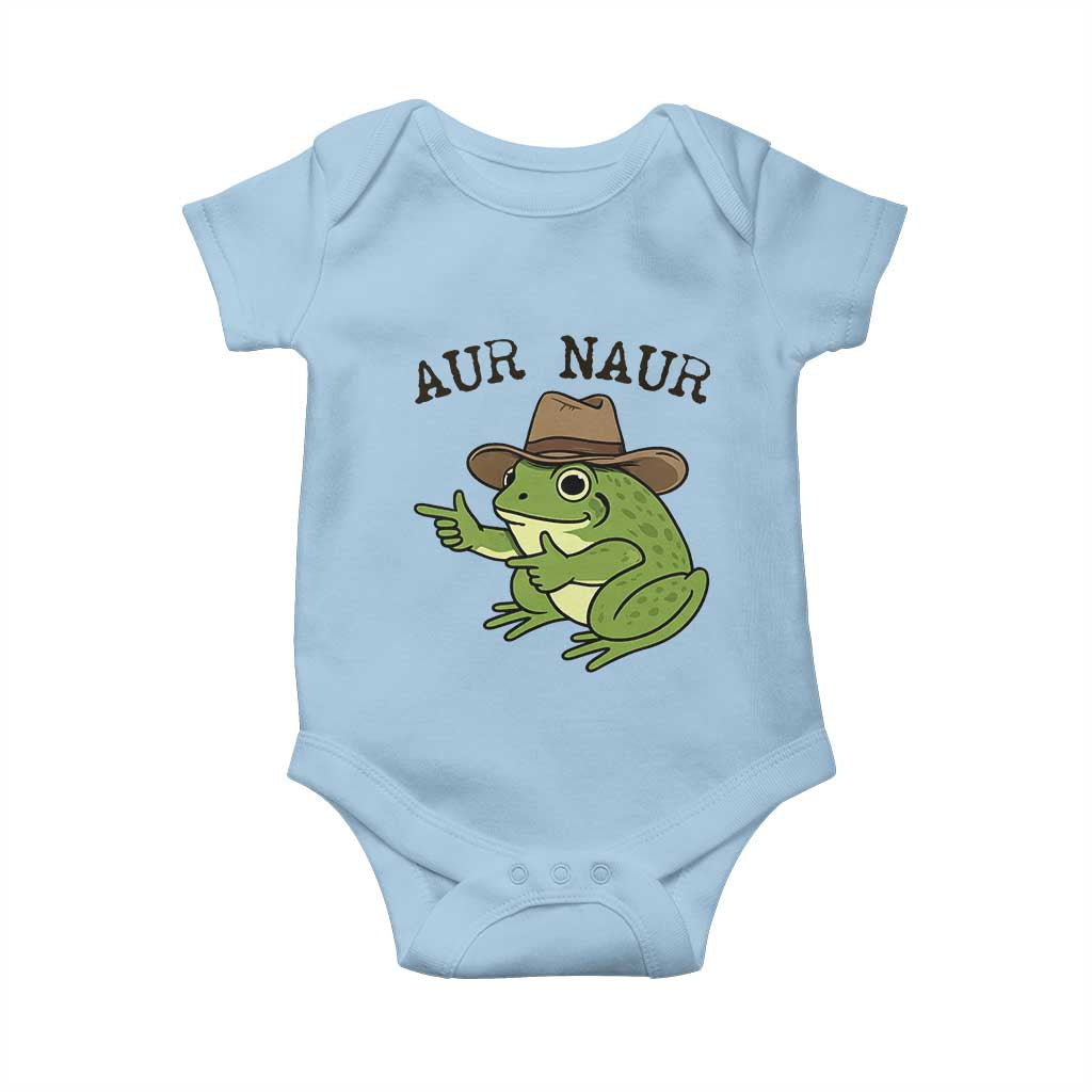 AUR Naur Cowboy Frog Meme Baby Onesie Funny Sarcastic Oh No Australian Accent