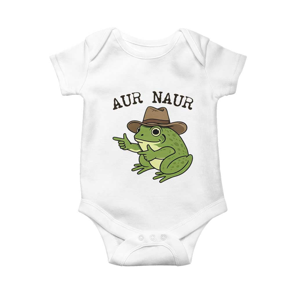 AUR Naur Cowboy Frog Meme Baby Onesie Funny Sarcastic Oh No Australian Accent