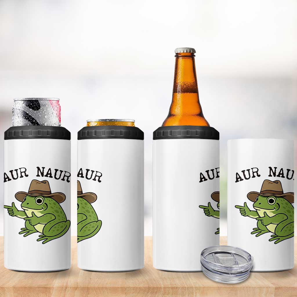 AUR Naur Cowboy Frog Meme 4 in 1 Can Cooler Tumbler Funny Sarcastic Oh No Australian Accent