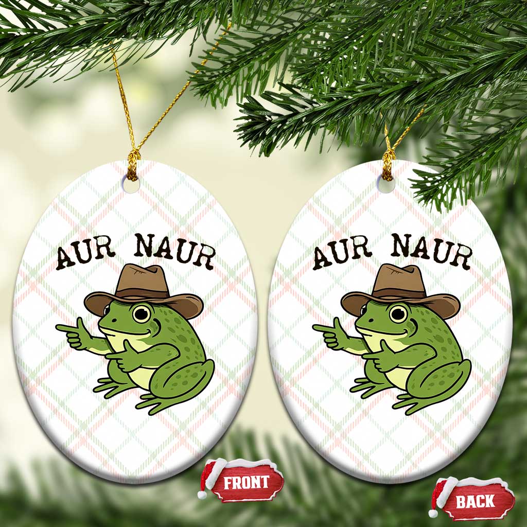 AUR Naur Cowboy Frog Meme Ceramic Ornament Funny Sarcastic Oh No Australian Accent
