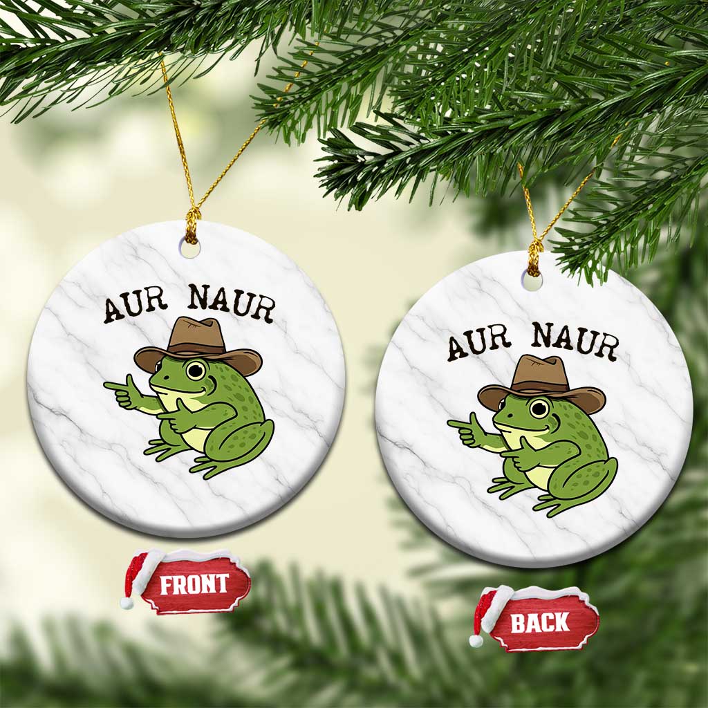 AUR Naur Cowboy Frog Meme Ceramic Ornament Funny Sarcastic Oh No Australian Accent