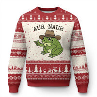 AUR Naur Cowboy Frog Meme Ugly Christmas Sweater Funny Sarcastic Oh No Australian Accent