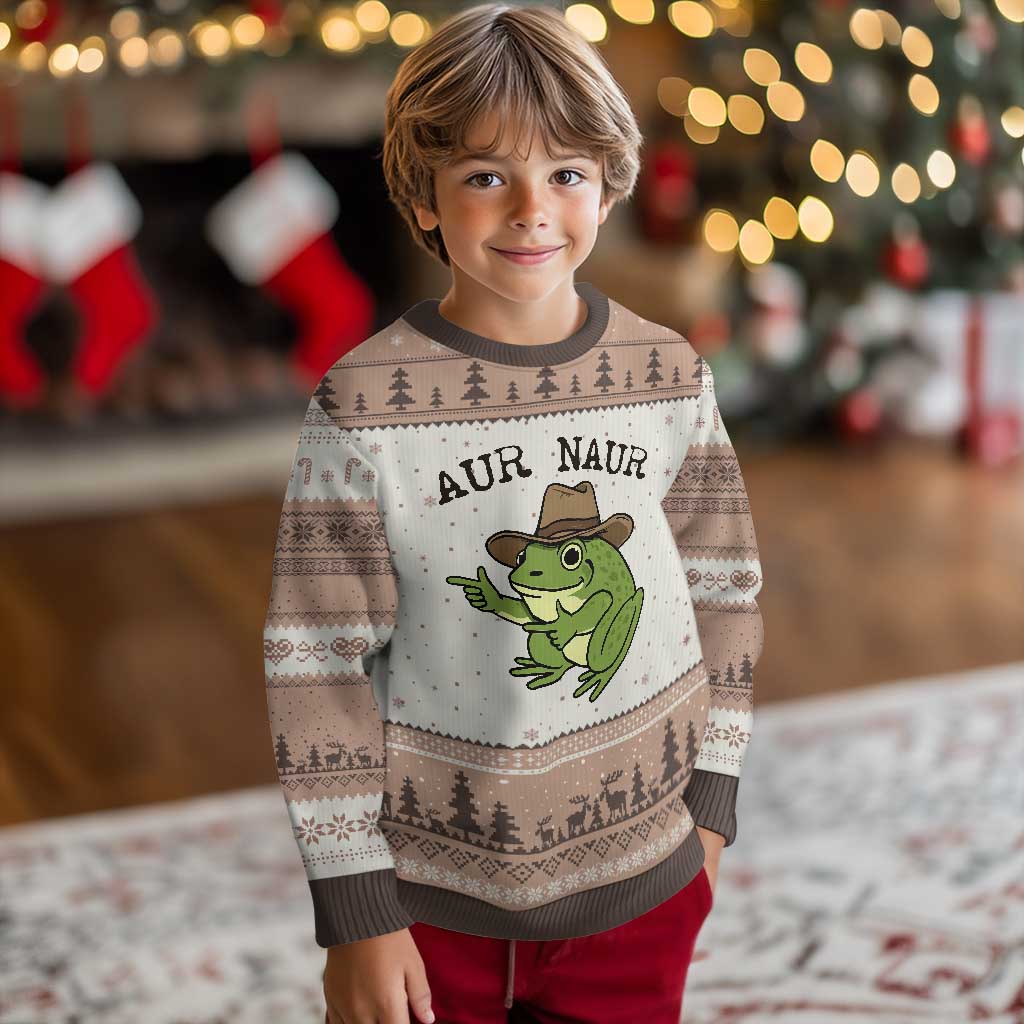 AUR Naur Cowboy Frog Meme Ugly Christmas Sweater Funny Sarcastic Oh No Australian Accent